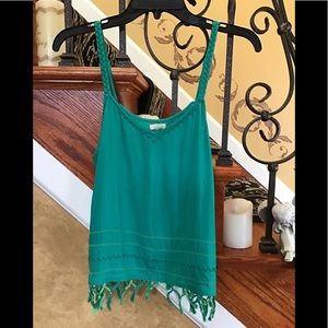 Aerie Braided Tank Style Top With Fringe Size M